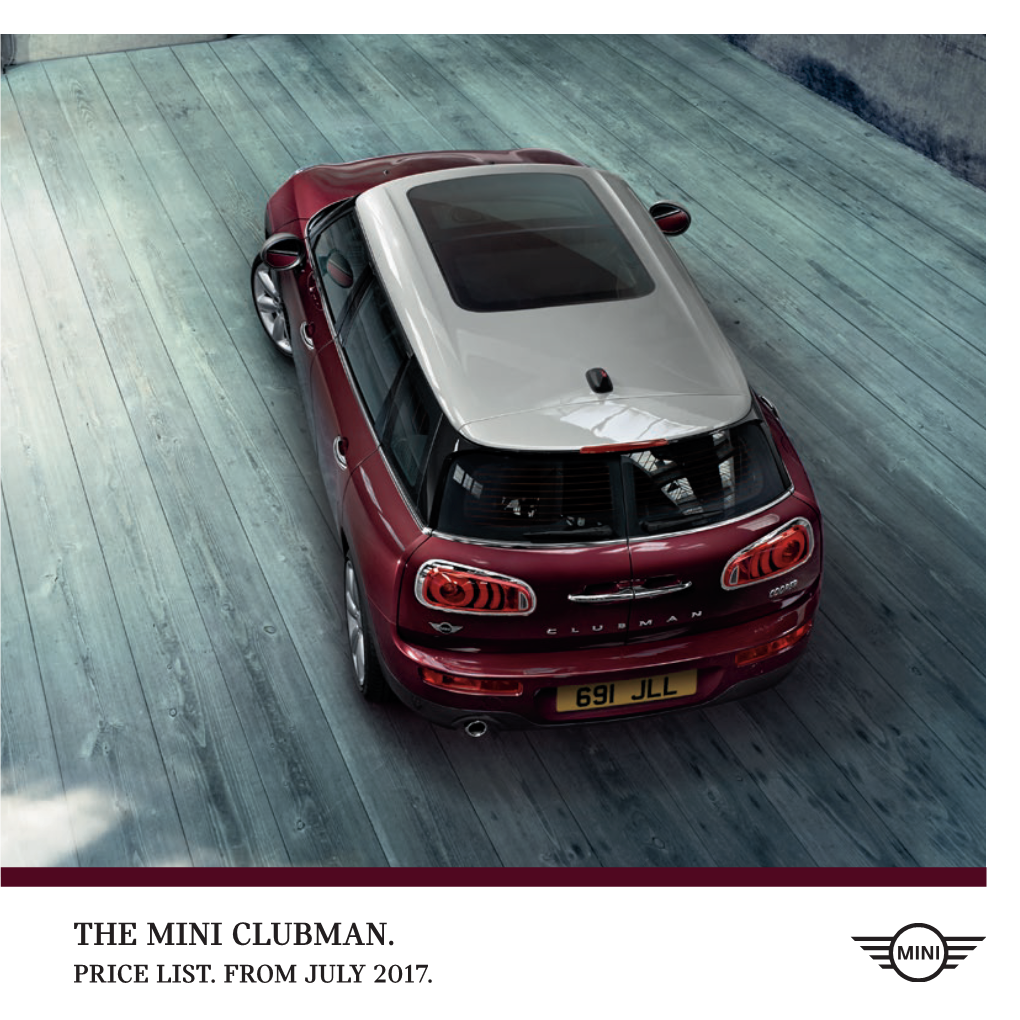 The Mini Clubman. Price List