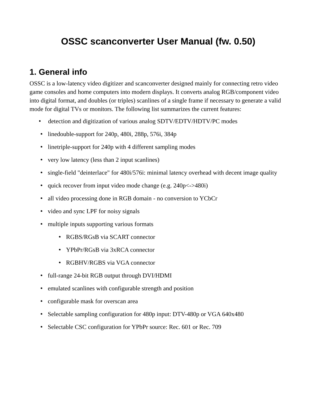 OSSC Scanconverter User Manual (Fw