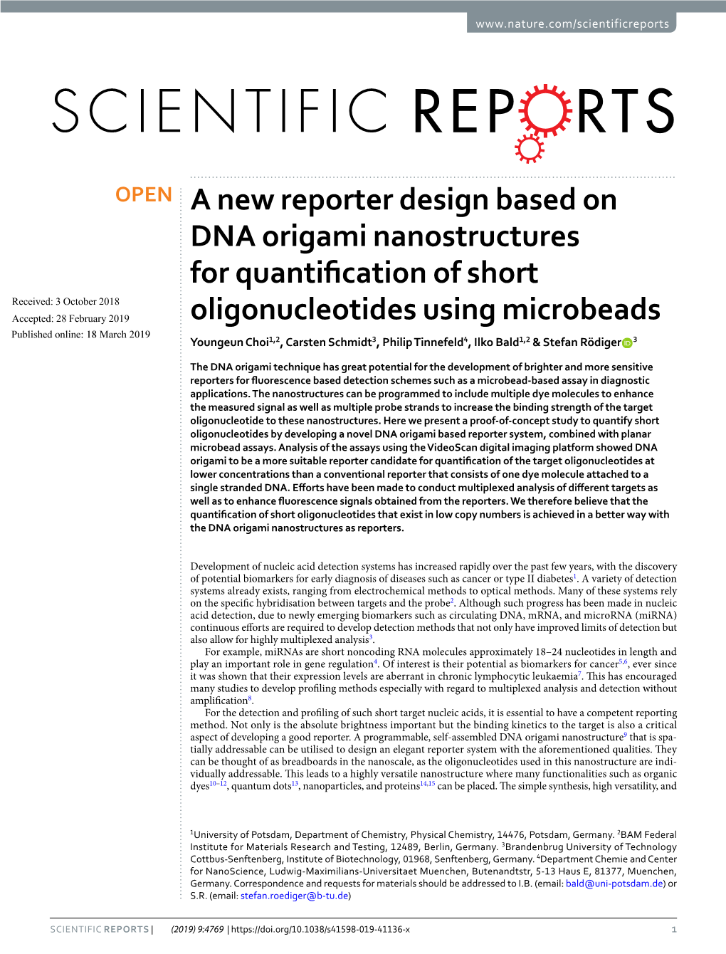 A New Reporter Design Based on DNA Origami Nanostructures For
