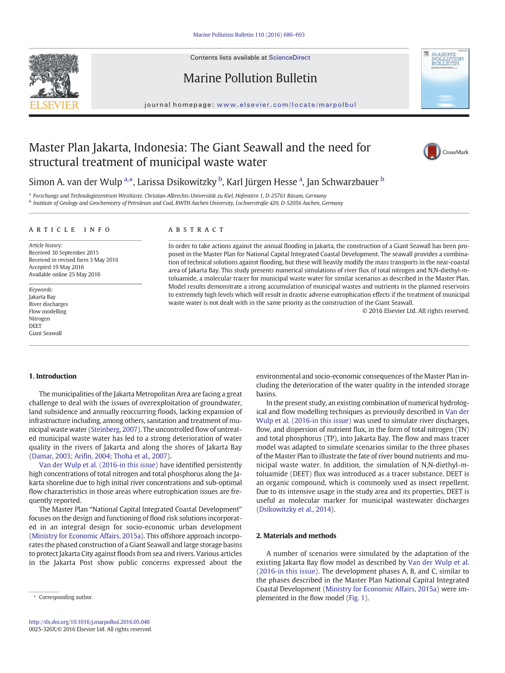 Master Plan Jakarta, Indonesia: the Giant Seawall and the Need for Structural Treatment of Municipal Waste Water