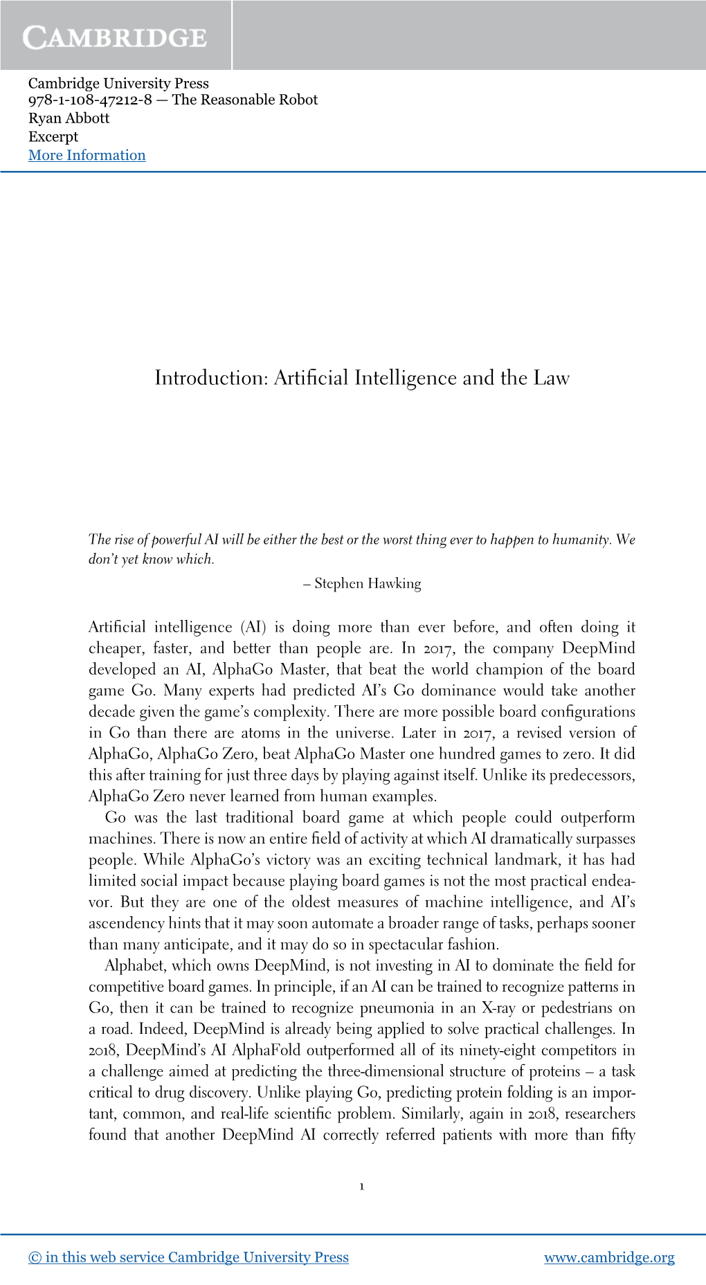 Introduction: Artificial Intelligence and The