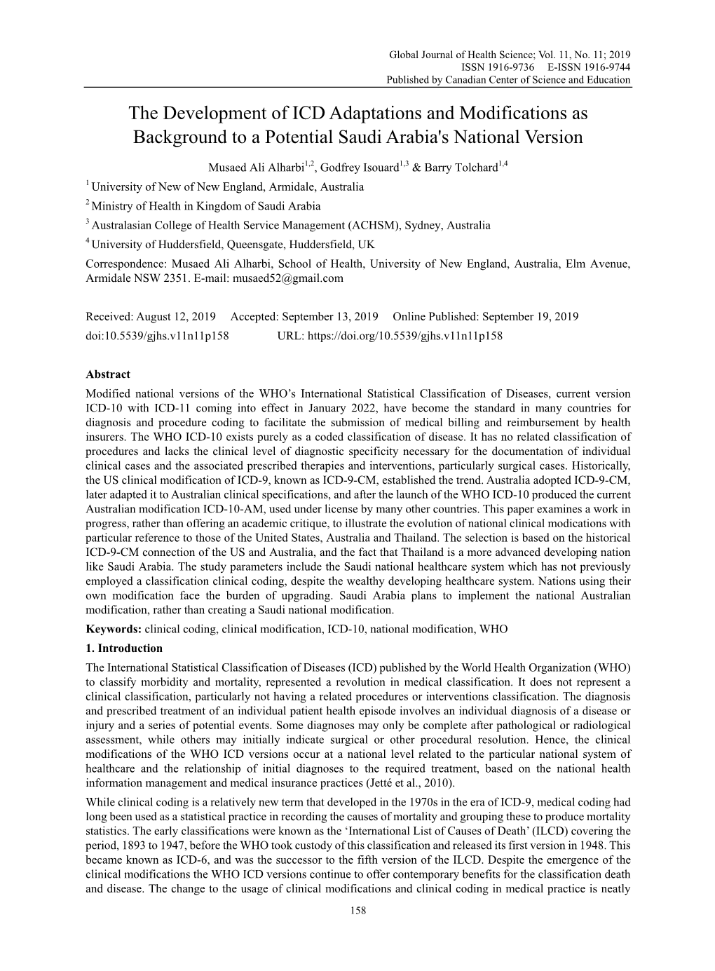 The Development of ICD Adaptations and Modifications As Background to a Potential Saudi Arabia's National Version