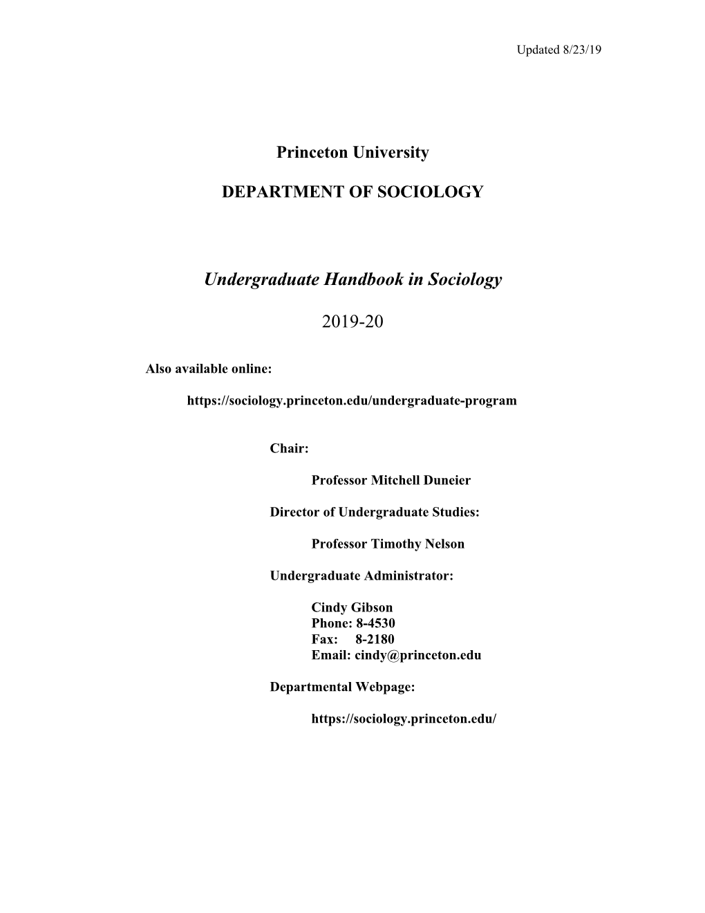 Undergraduate Handbook 201920