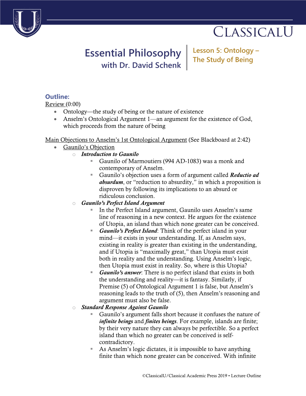 Essential Philosophy Lesson 5: Ontology – the Study of Being with Dr