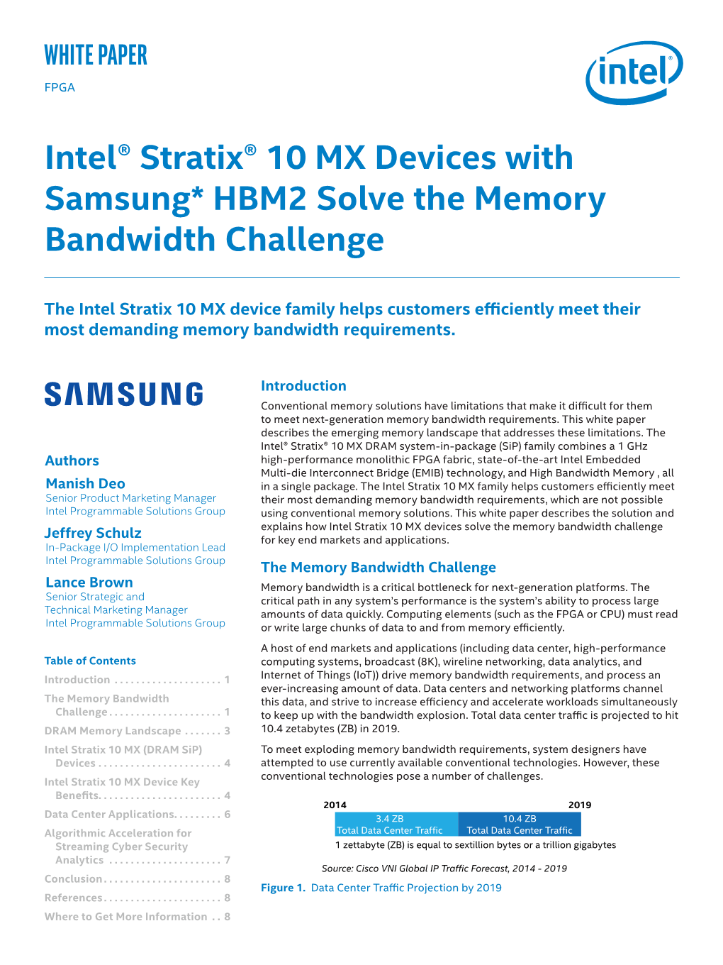 Intel Stratix 10 MX Devices Solve the Memory Bandwidth Challenge Jeffrey Schulz for Key End Markets and Applications