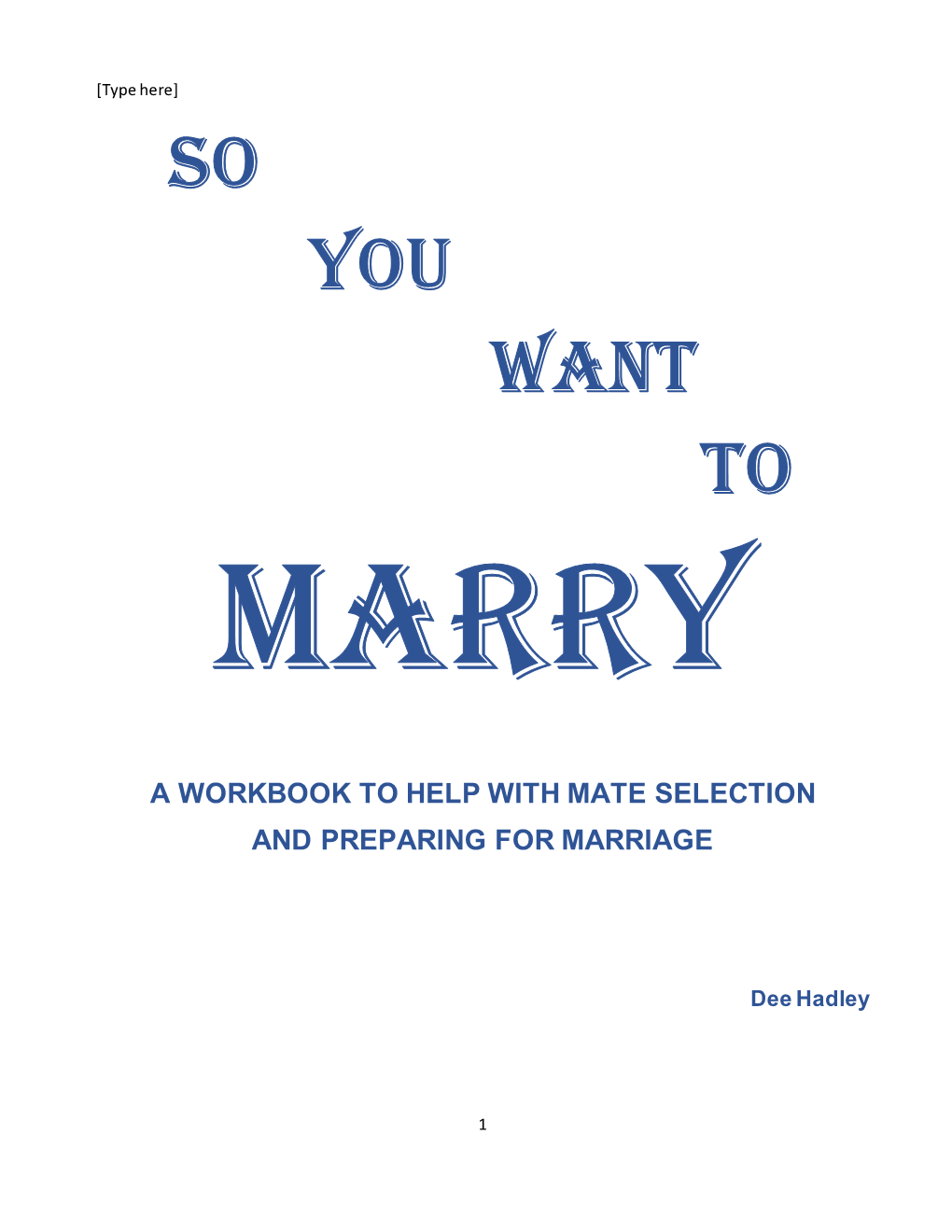 So You Want to Marry (Pdf)