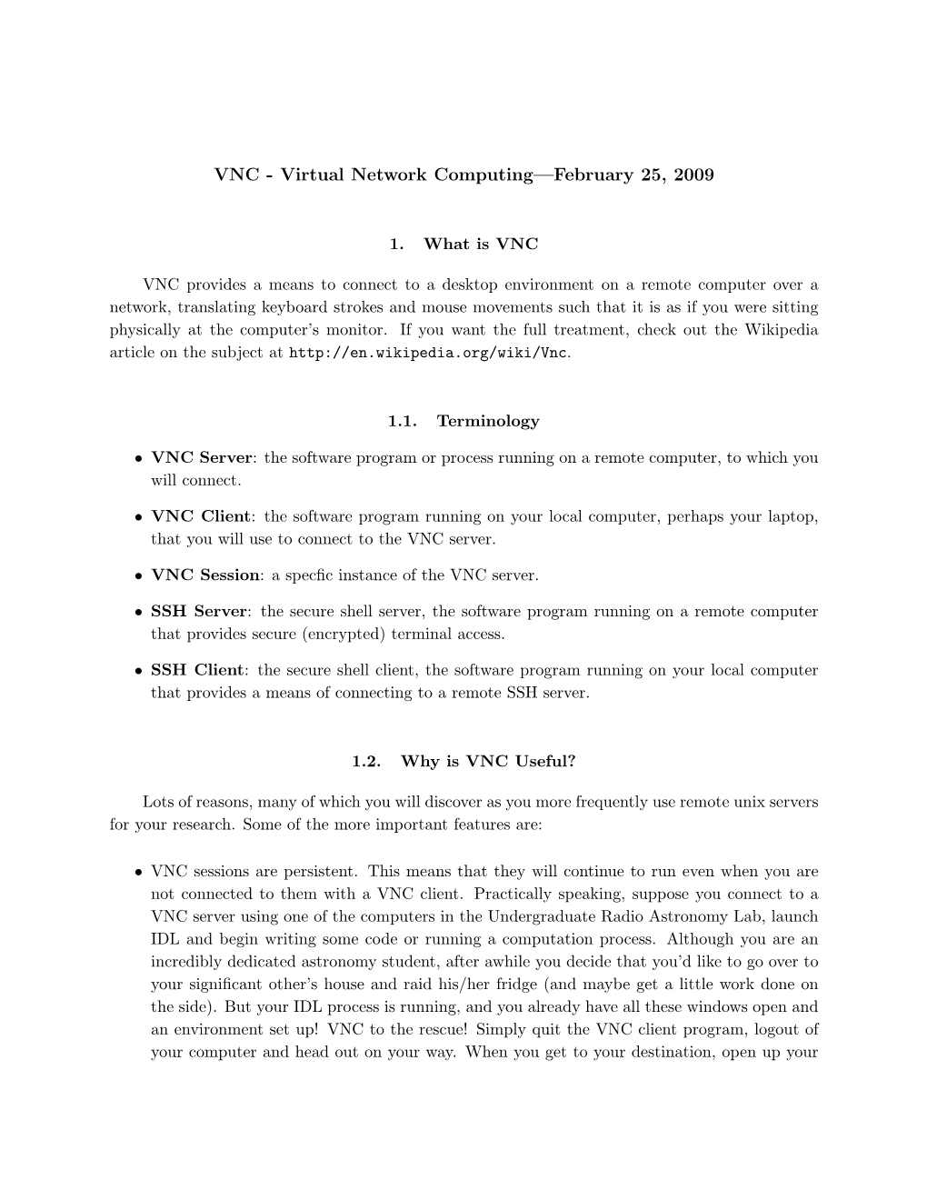 VNC - Virtual Network Computing—February 25, 2009