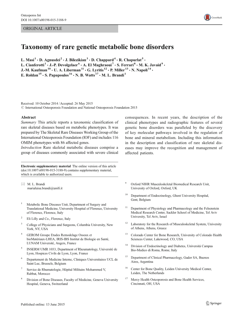 Taxonomy of Rare Genetic Metabolic Bone Disorders