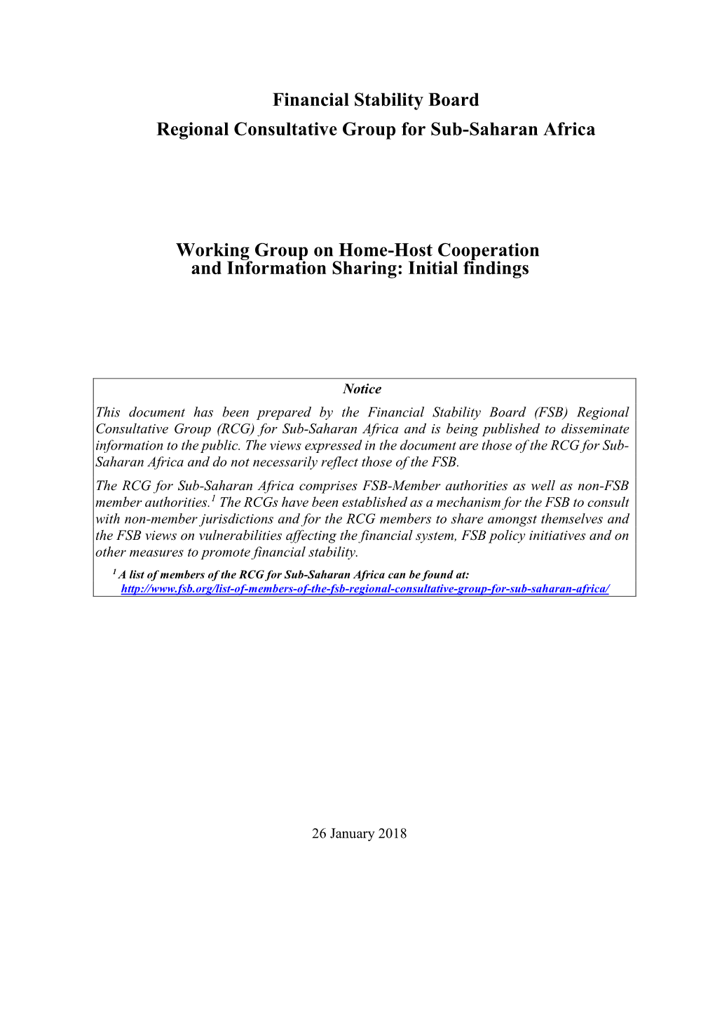 Regional Consultative Group for Sub-Saharan Africa Working Group