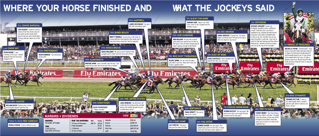 Where Your Horse Finished and What the Jockeys Said