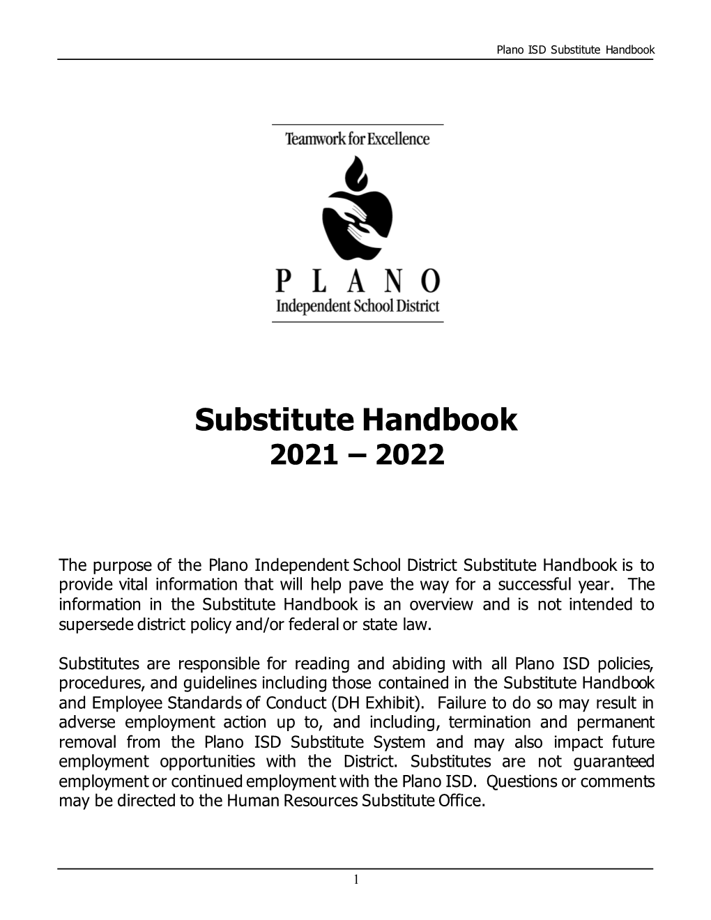 2021-2022 Substitute Handbook