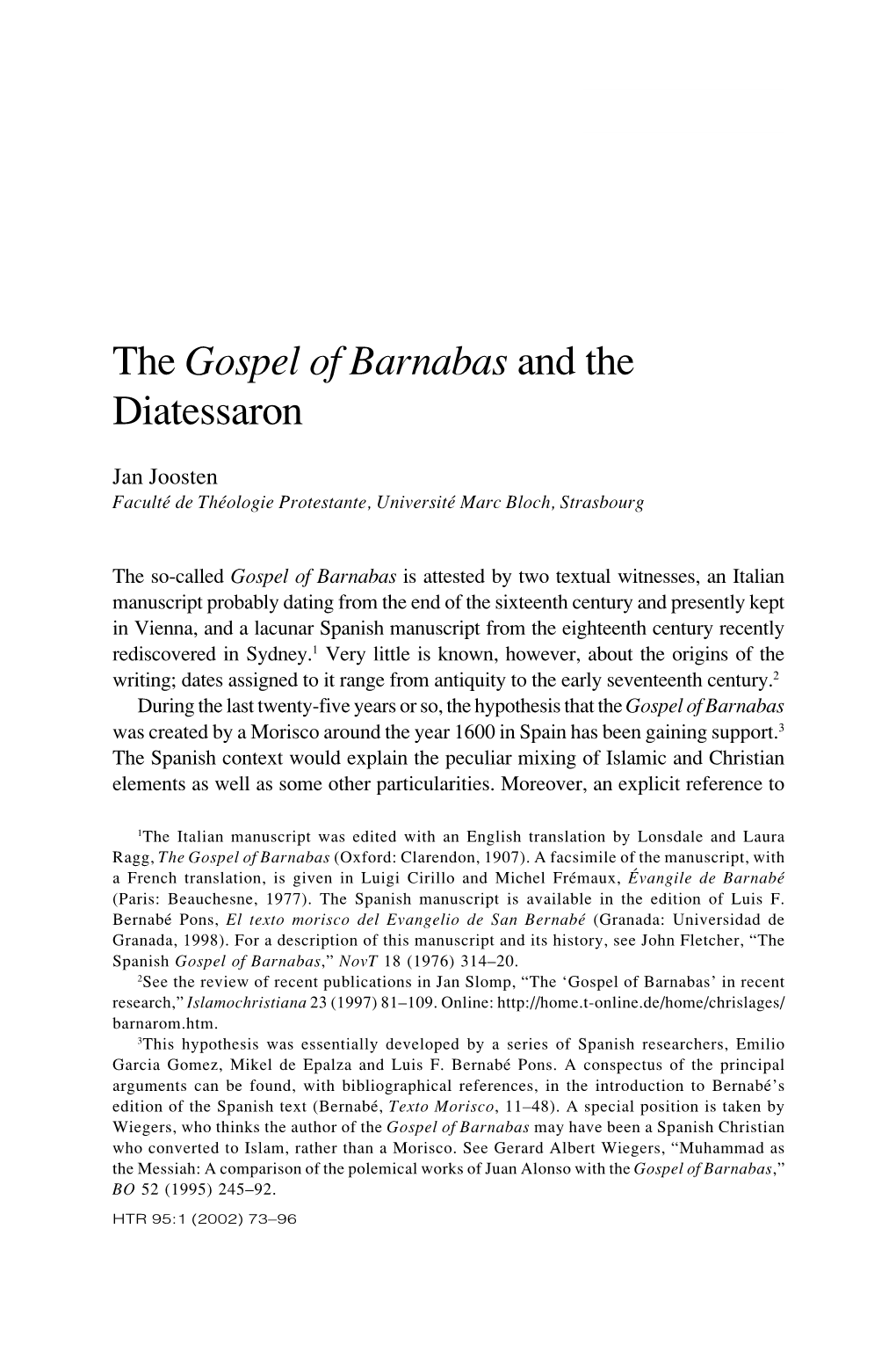The Gospel of Barnabas and the Diatessaron