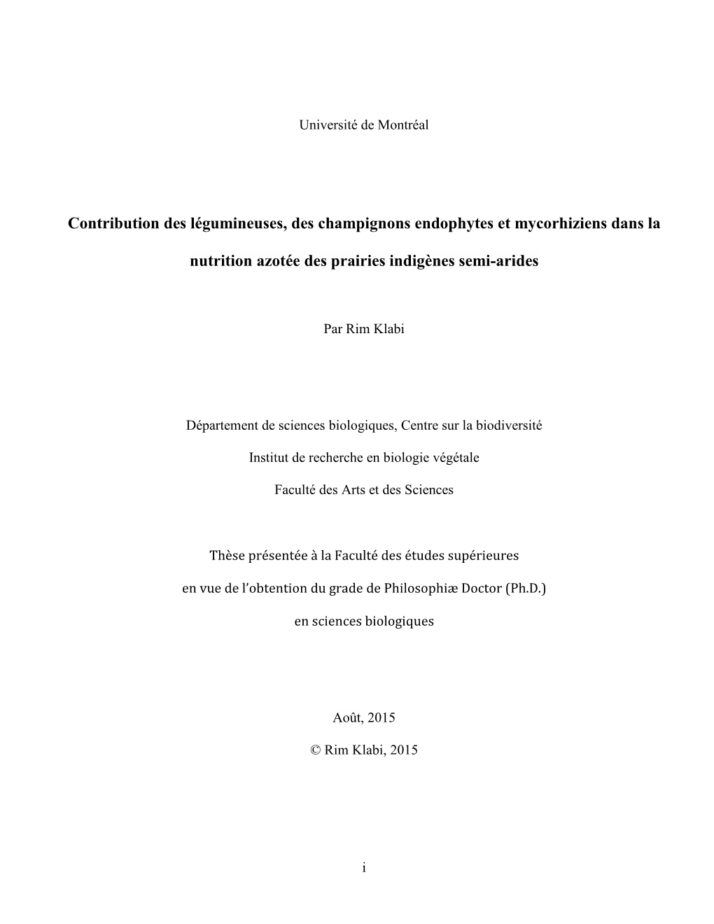 Contribution Des Légumineuses, Des Champignons Endophytes Et Mycorhiziens Dans La