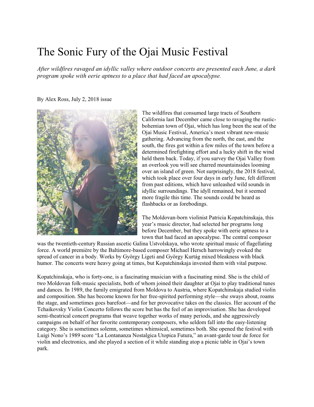 The Sonic Fury of the Ojai Music Festival