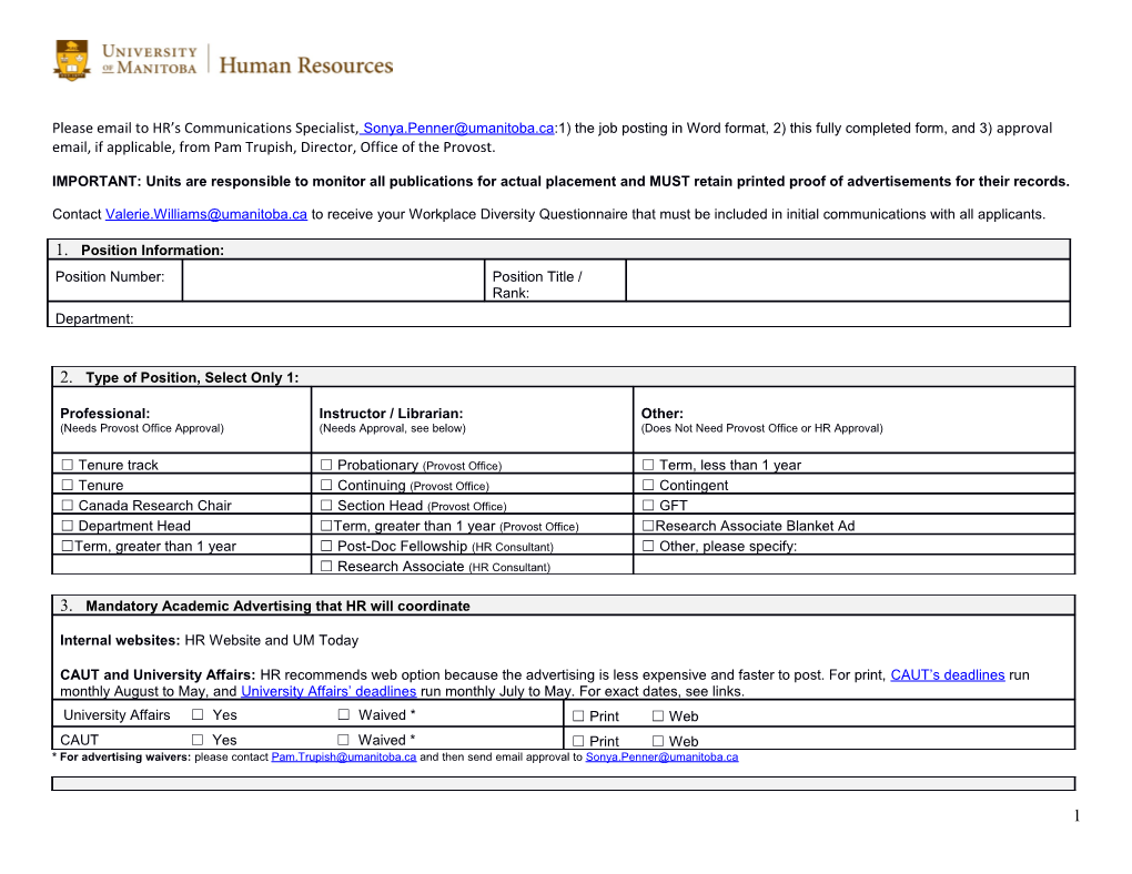 IMPORTANT: Units Are Responsible to Monitor All Publications for Actual Placement And