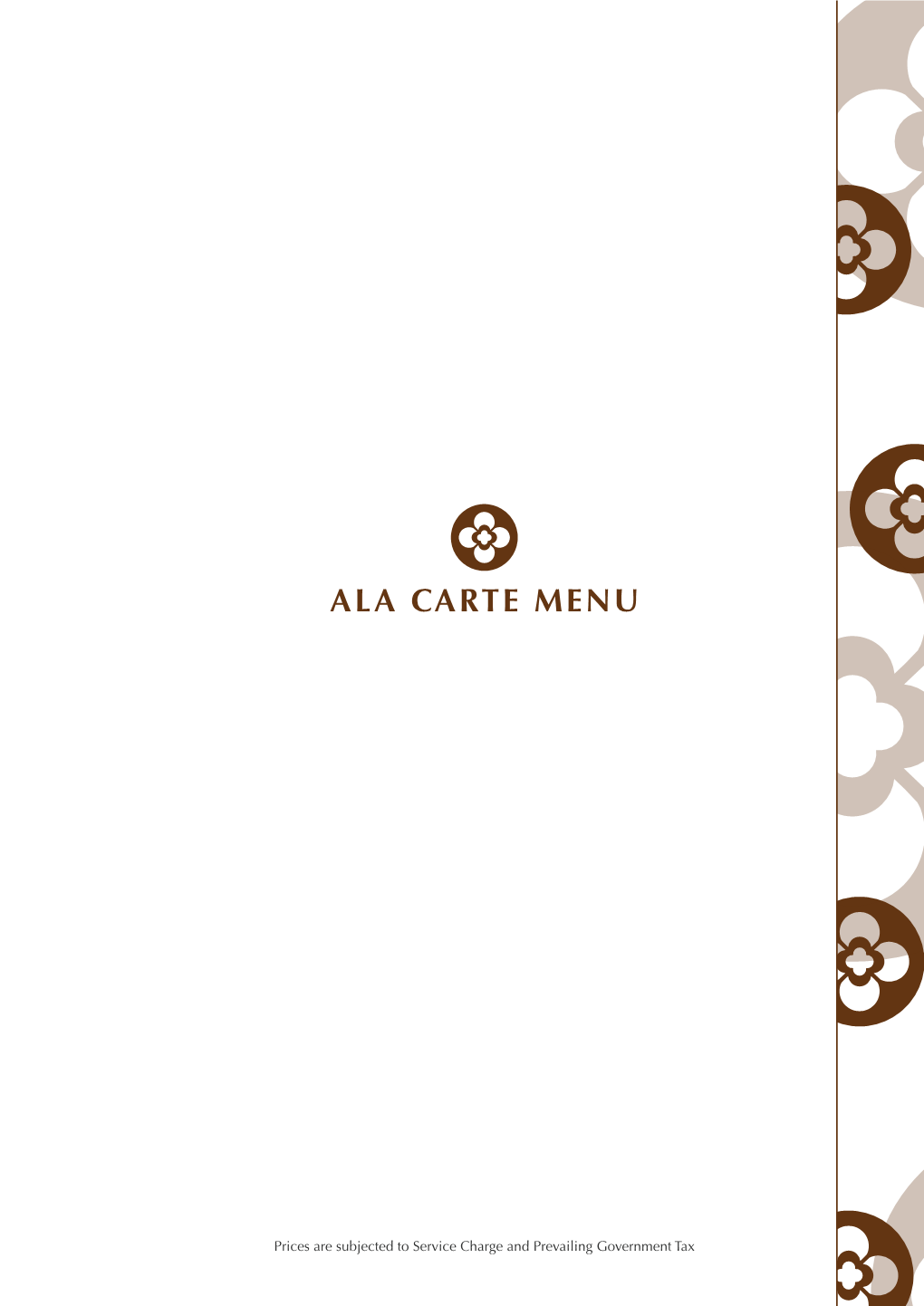 Ala Carte Menu