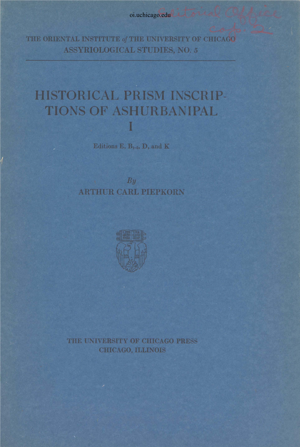 ASHURBANIPAL I Oi.Uchicago.Edu