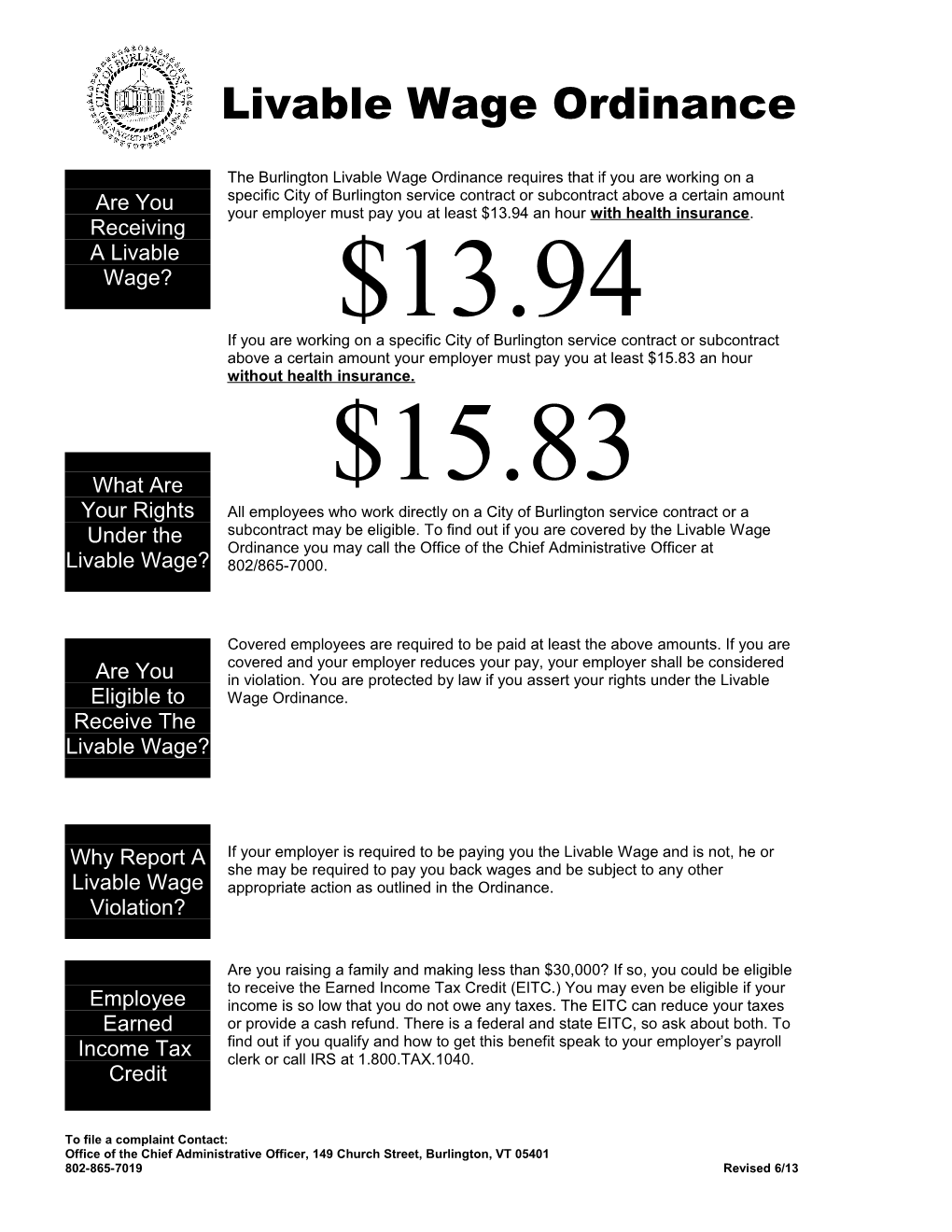 Livable Wage Ordinance