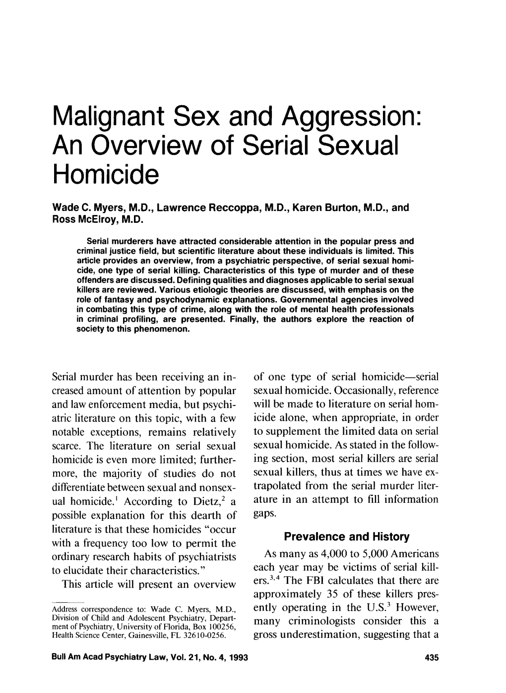 An Overview of Serial Sexual Homicide