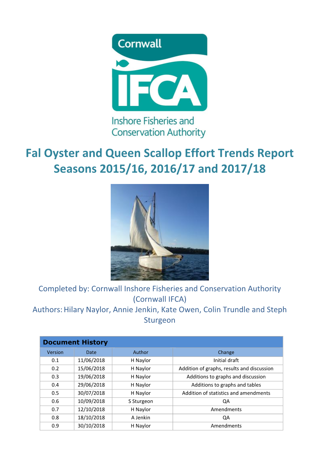 Fal Oyster and Queen Scallop Effort Trends Report Seasons 2015/16, 2016/17 and 2017/18
