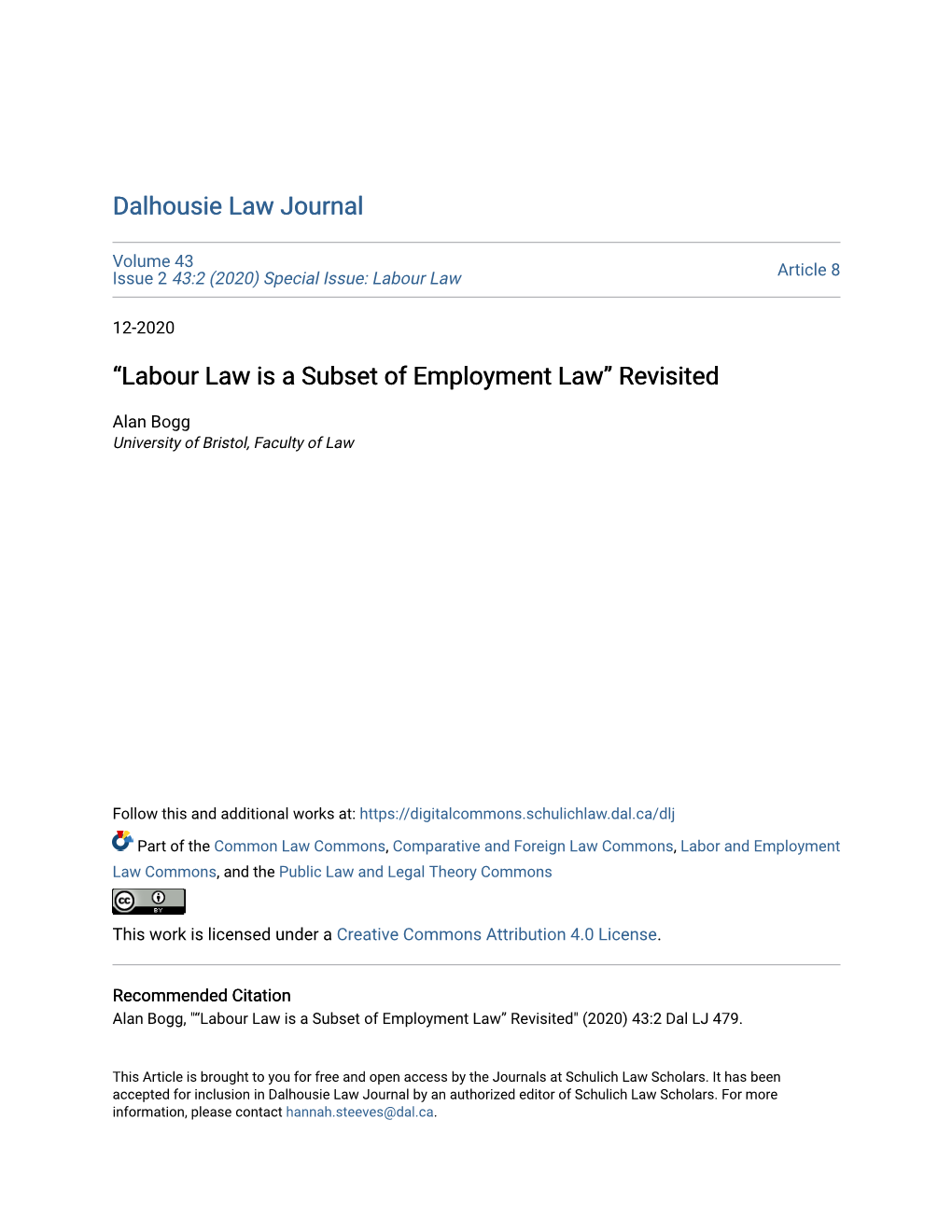 “Labour Law Is a Subset of Employment Law” Revisited