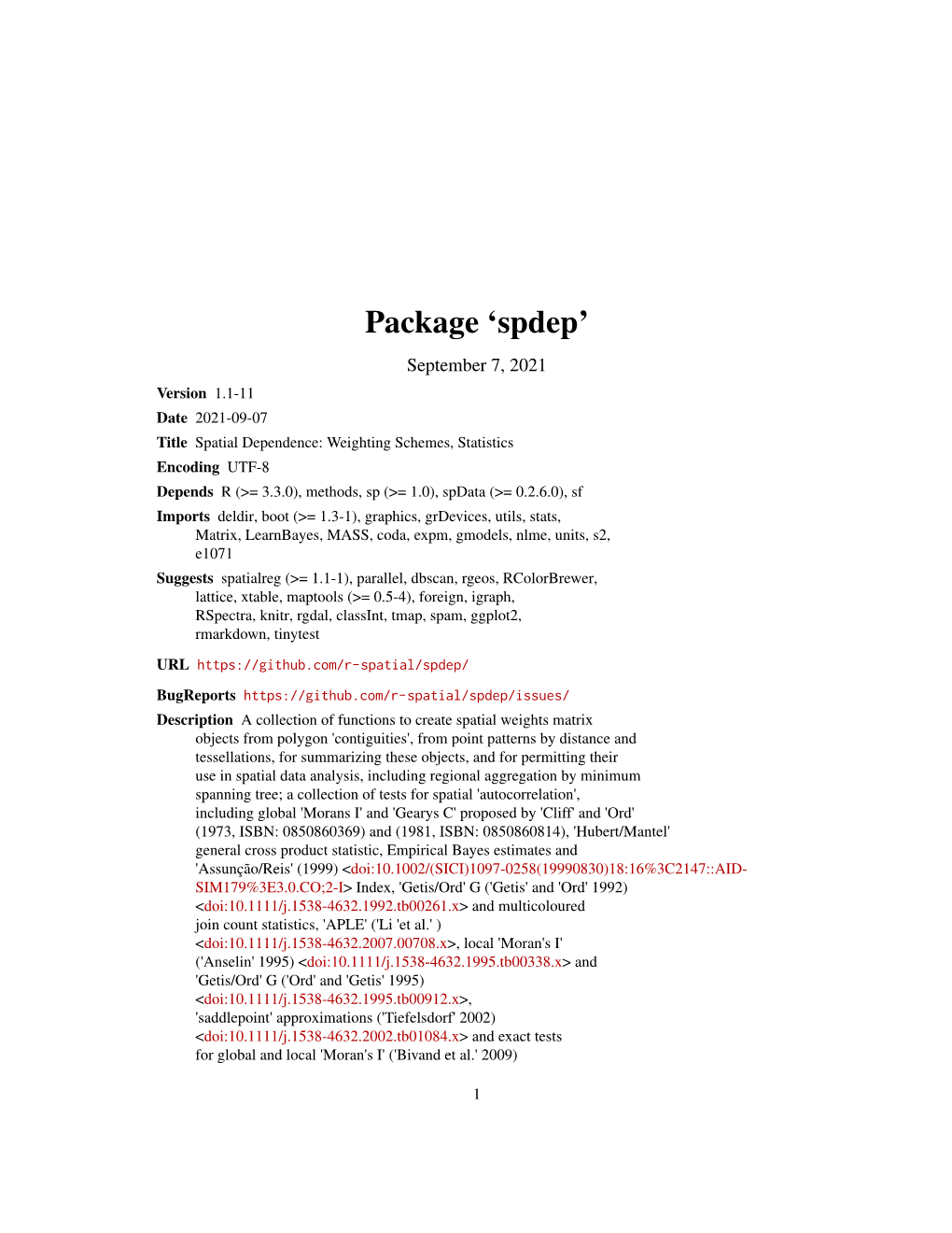 Package 'Spdep'