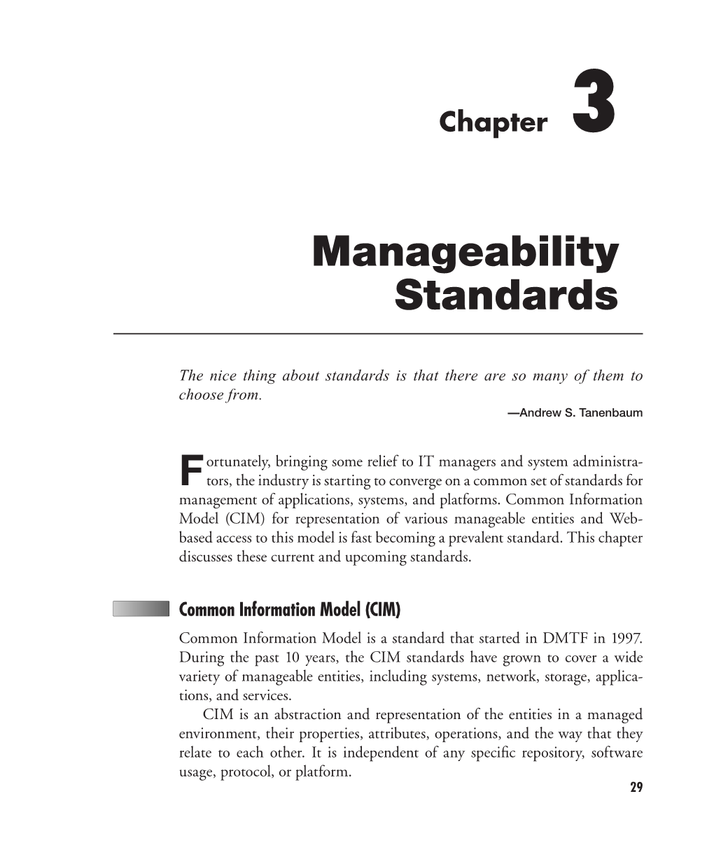Manageability Standards