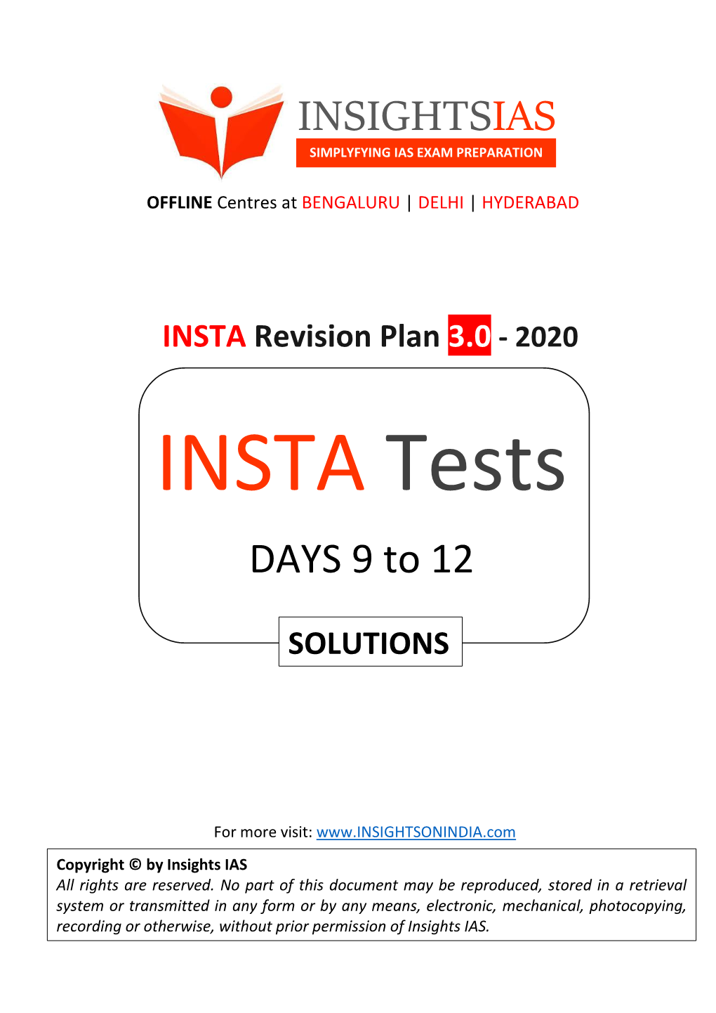 Insta Revision Tests 3.0 Test 9 to 12 Solutions