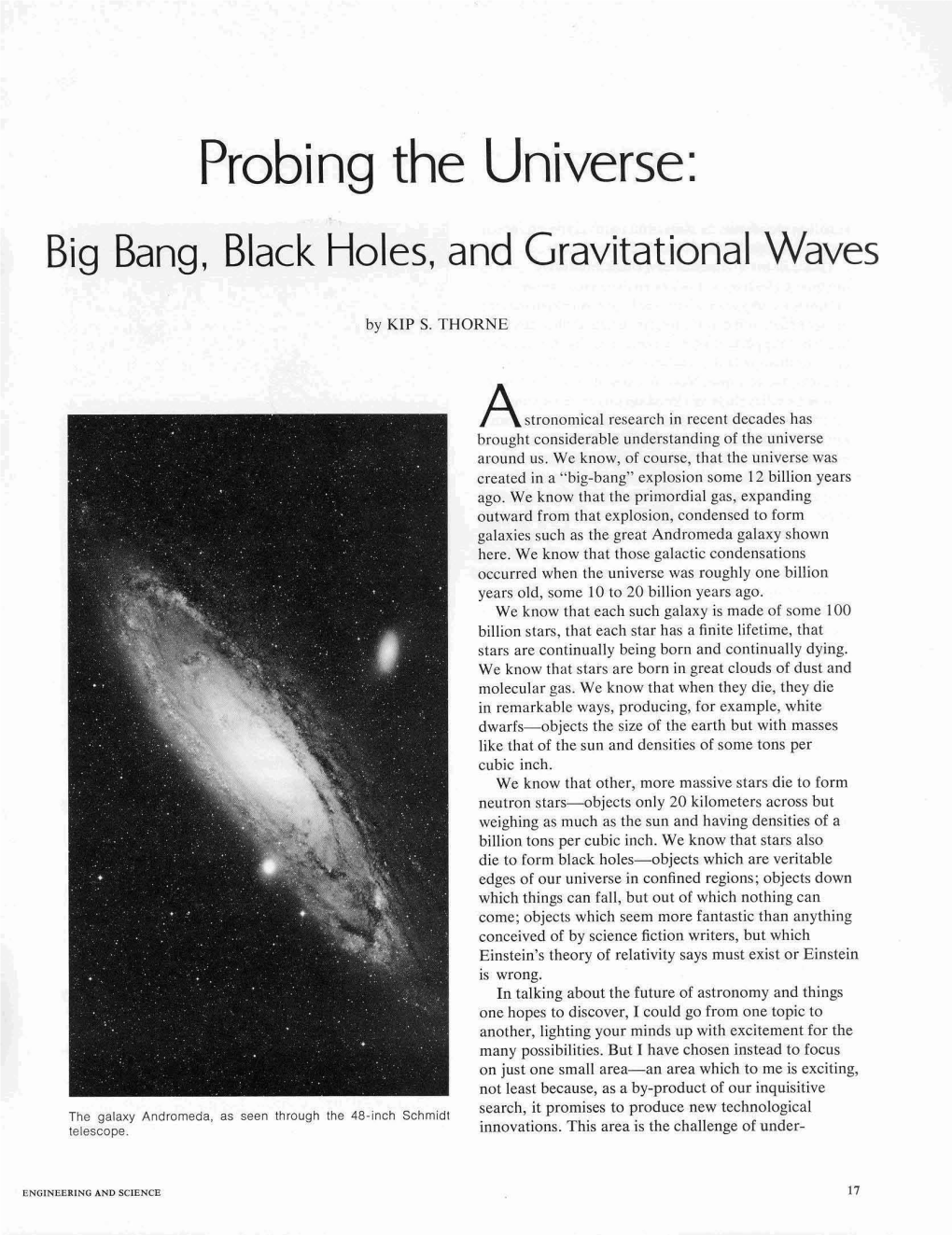 Probing the Universe: Big Bang, Black Holes, and Gravitational Waves