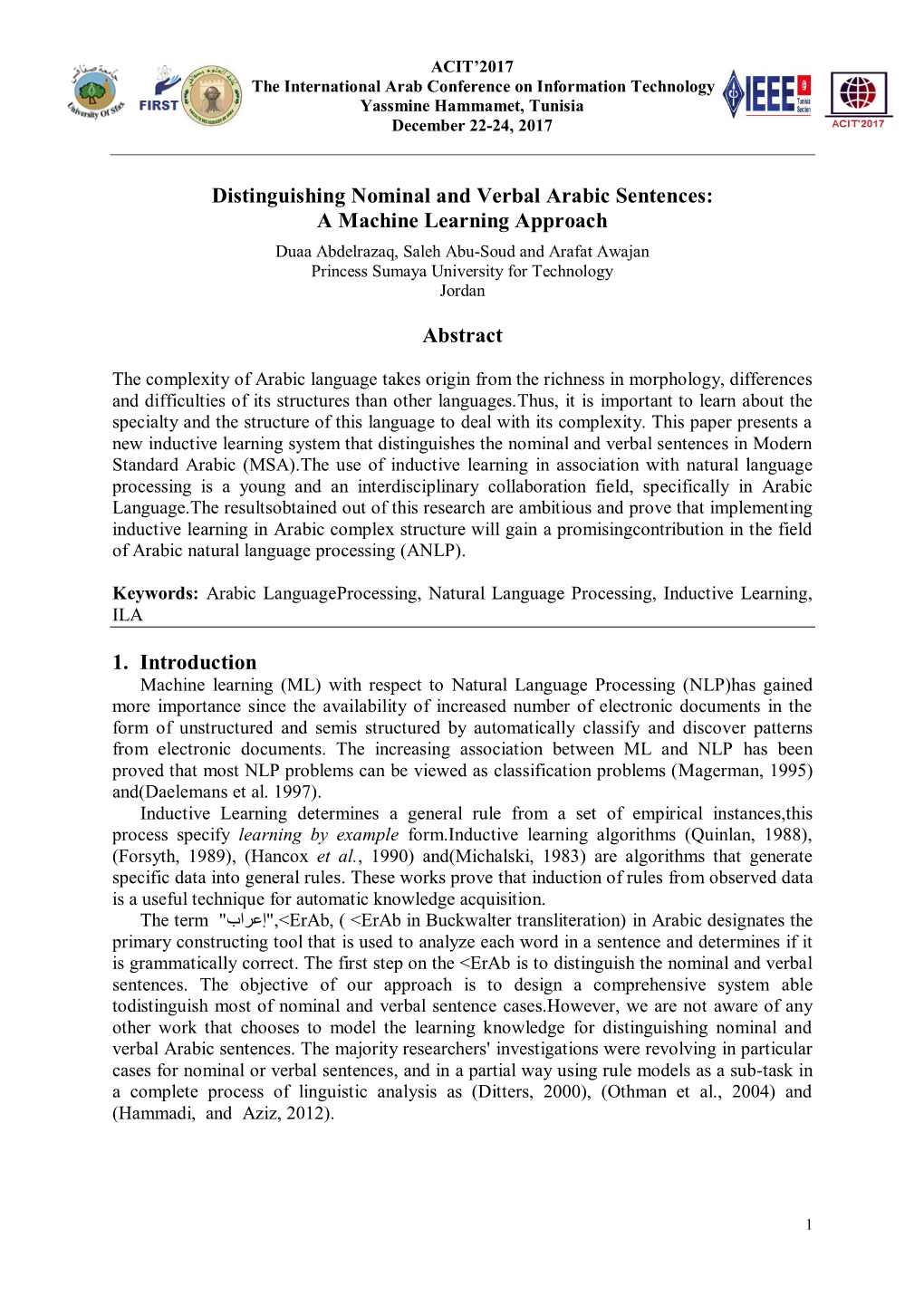 Distinguishing Nominal and Verbal Arabic Sentences