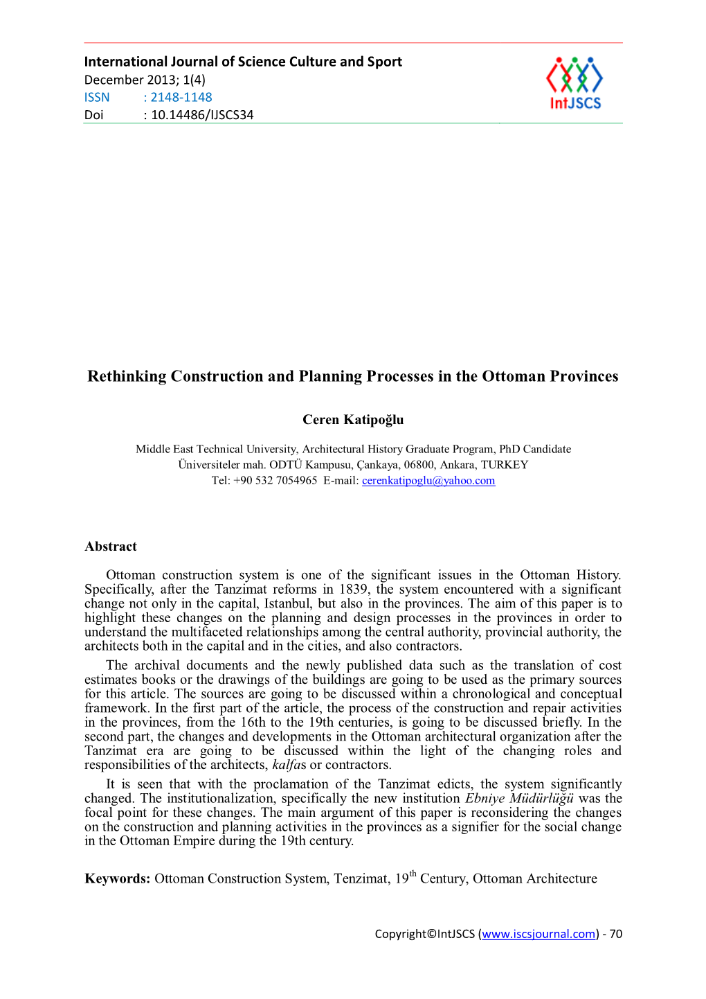 Rethinking Construction and Planning Processes in the Ottoman Provinces