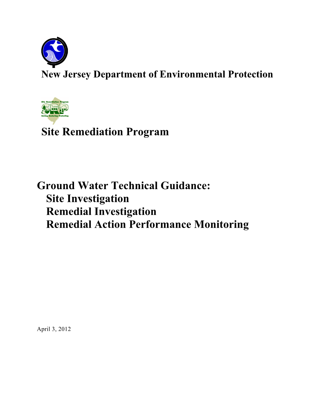 Site Remediation Program Ground Water Technical Guidance