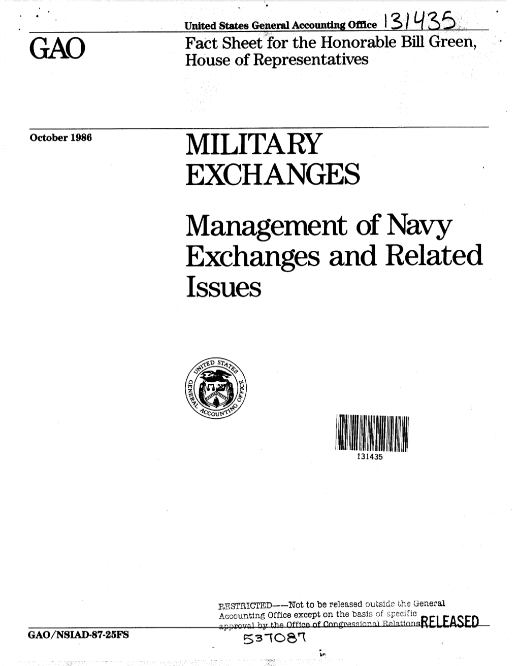Management of Navy Exchanges and Related Issues