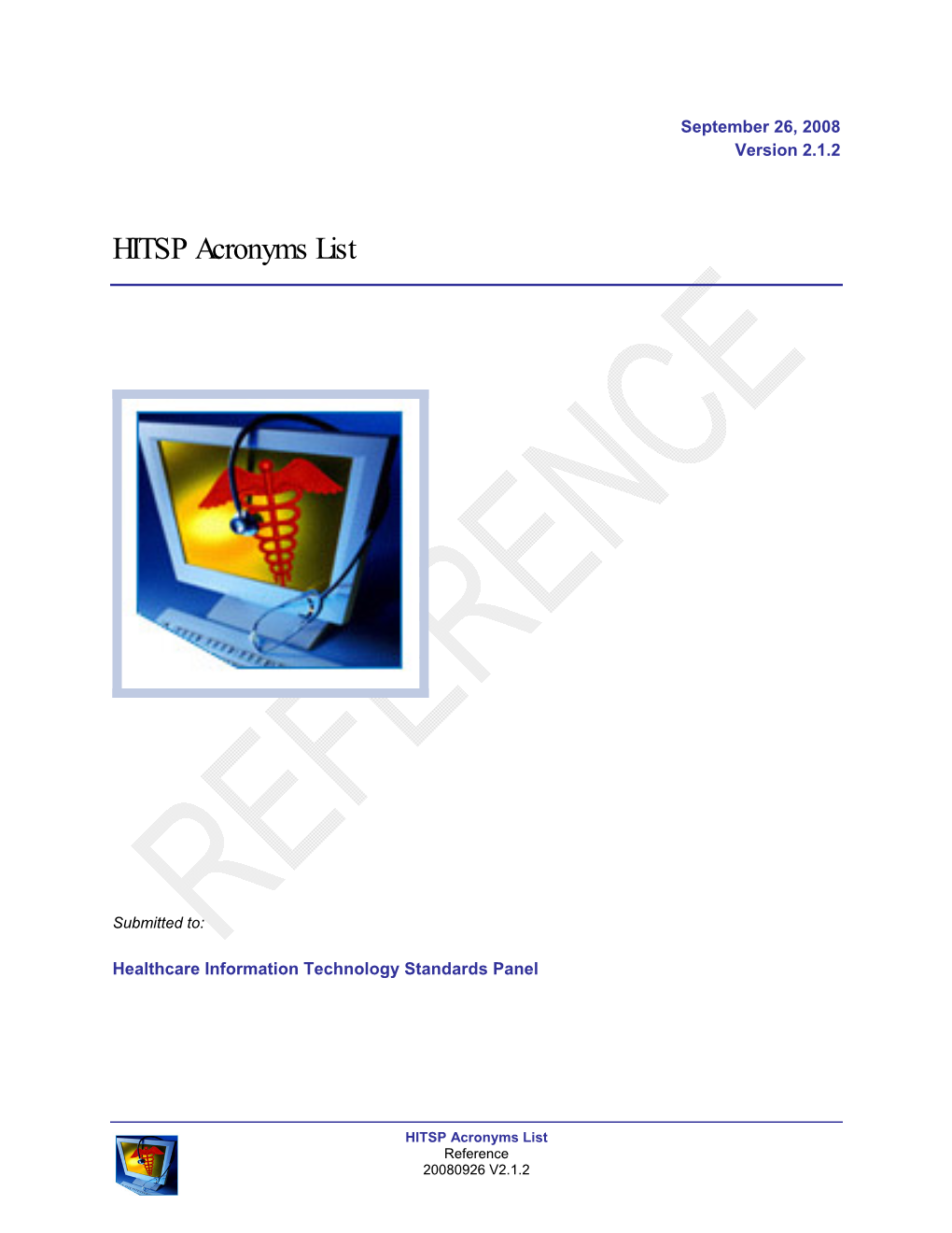 HITSP Reference Acronym List