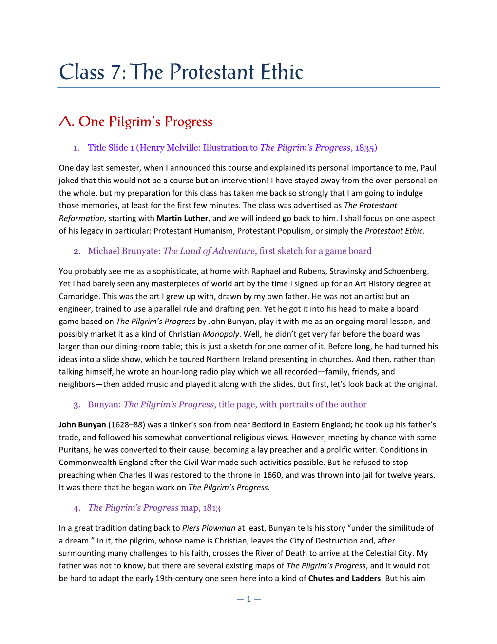 Class 7: the Protestant Ethic