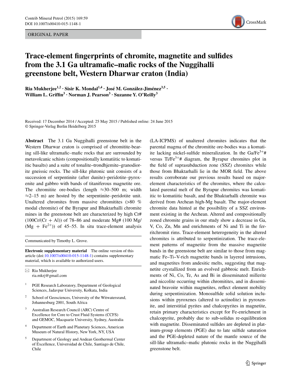 Trace-Element Fingerprints of Chromite, Magnetite and Sulfides