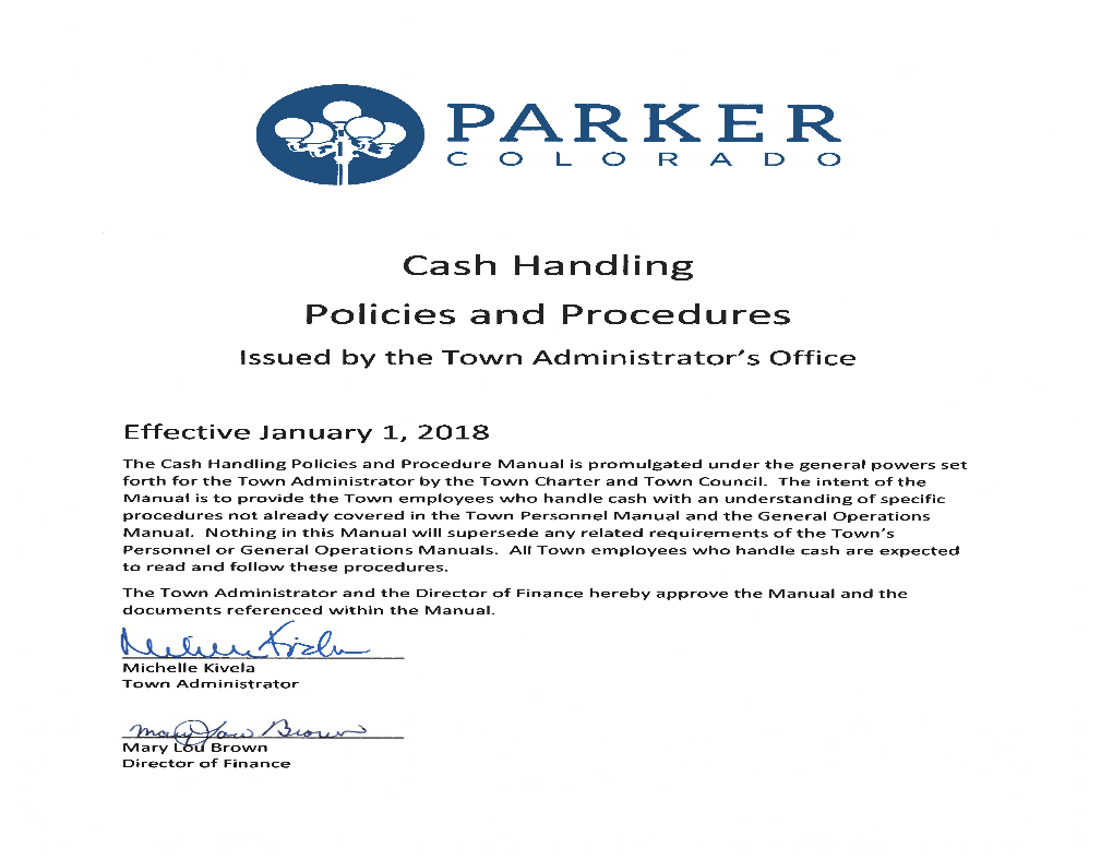 Town of Parker Cash Handling Procedures