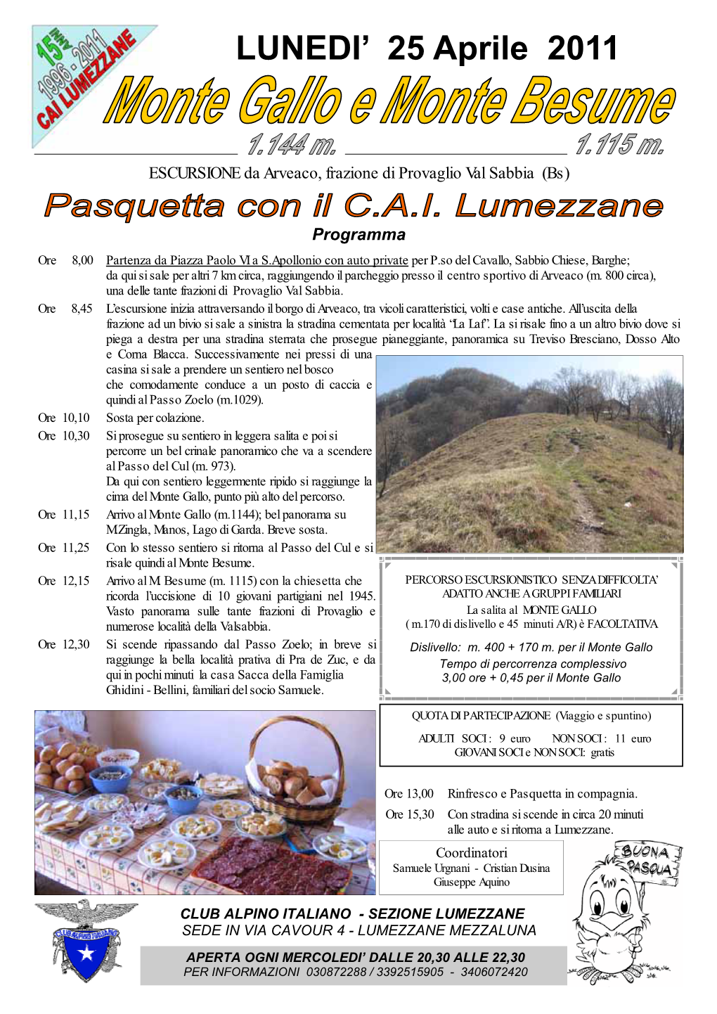 LUNEDI' 25 Aprile 2011