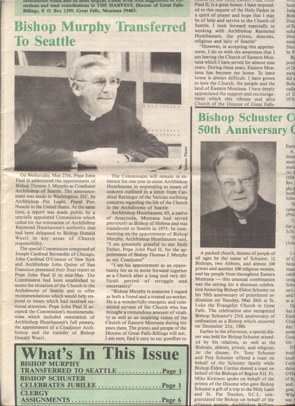 Bishop Cmurpbytransferred to Seattle