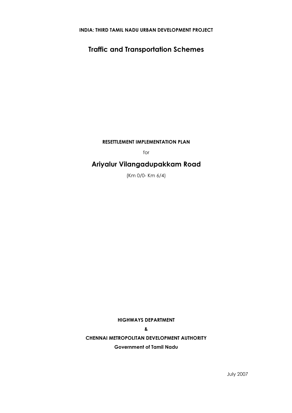 Traffic and Transportation Schemes Ariyalur Vilangadupakkam Road