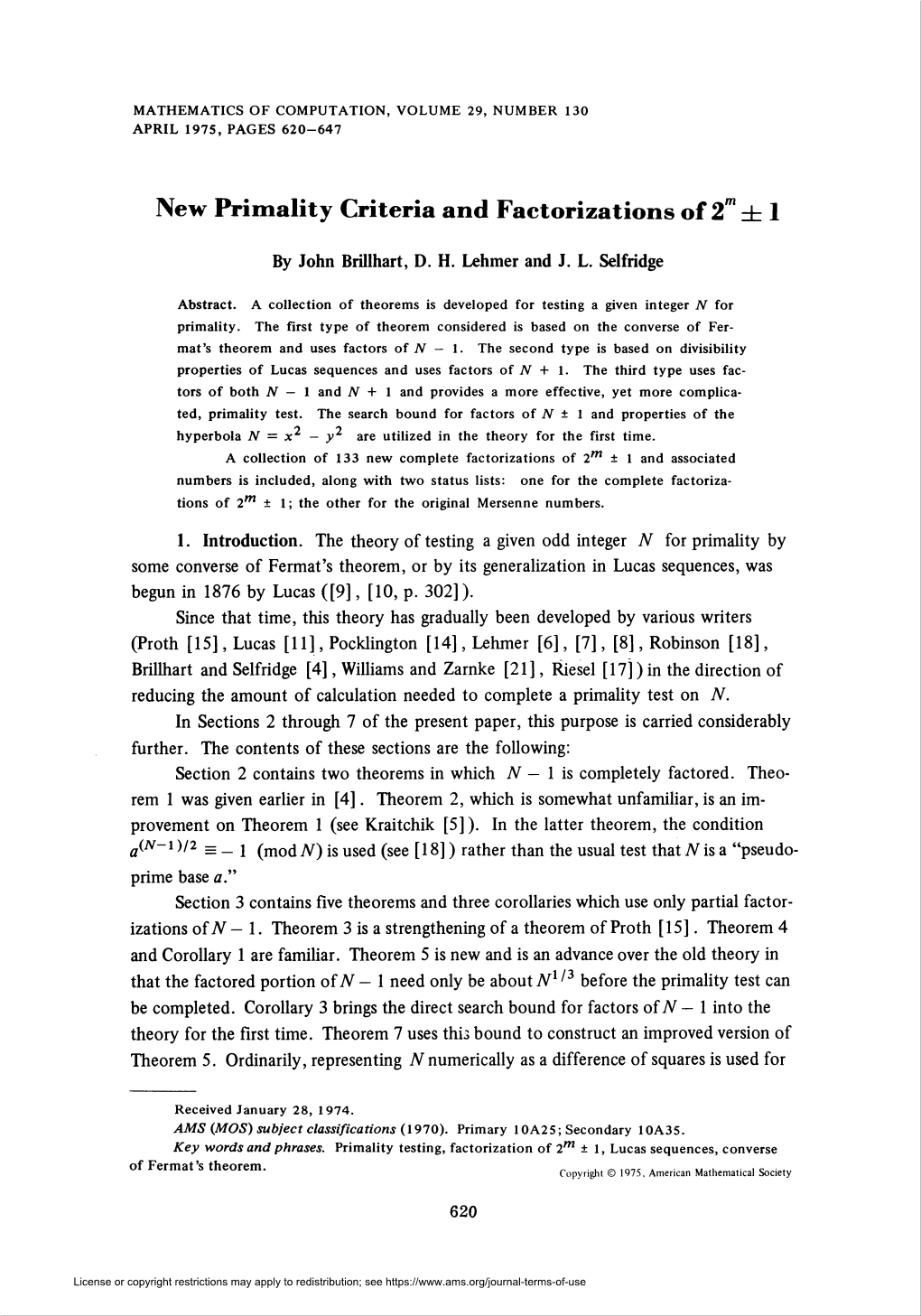 New Primality Criteria and Factorizations of 2™ D= 1