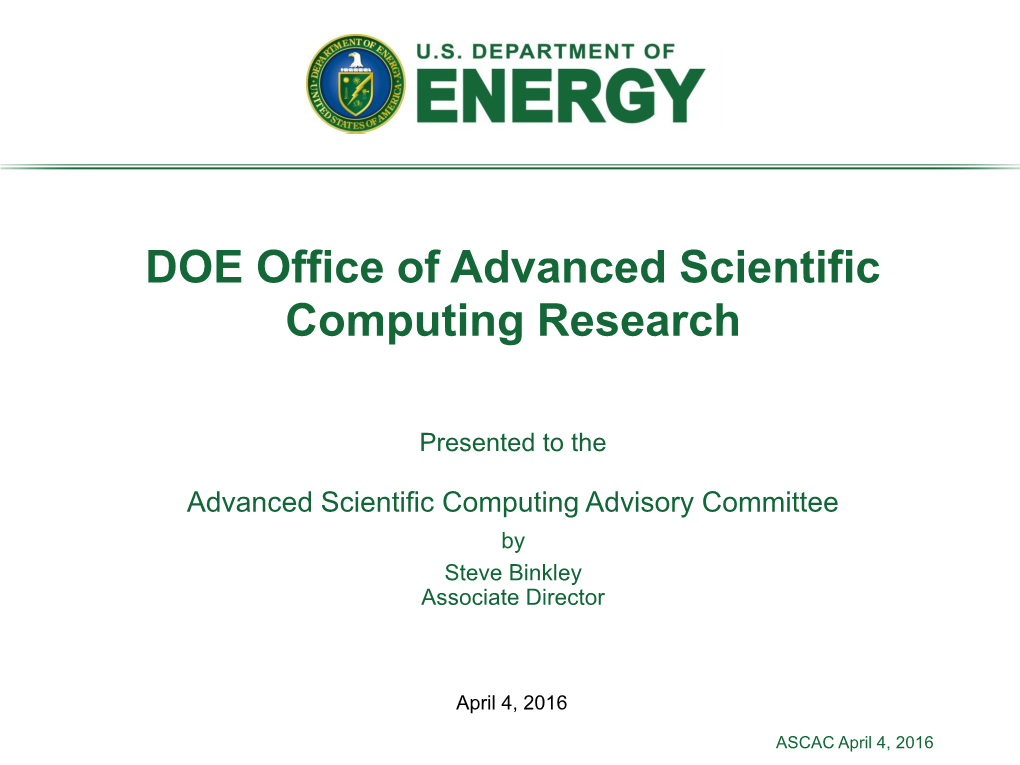 DOE Office of Advanced Scientific Computing Research