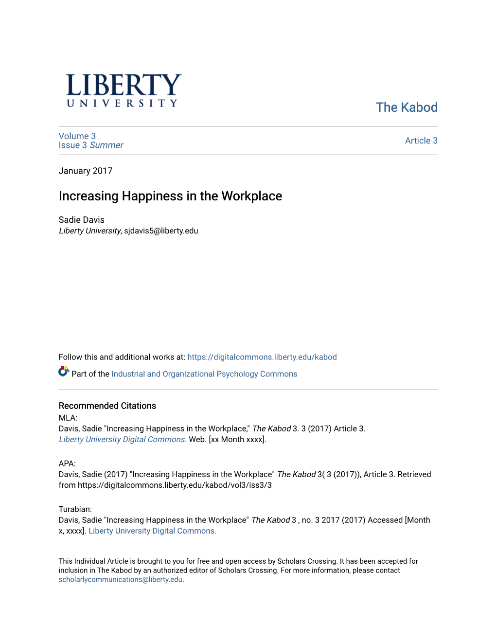 Increasing Happiness in the Workplace