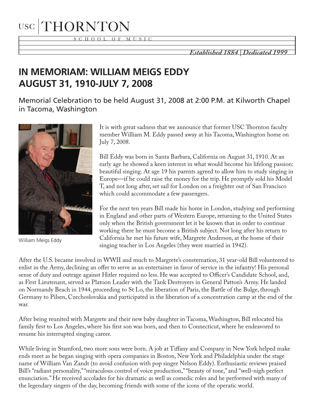 William Meigs Eddy August 31, 1910-July 7, 2008