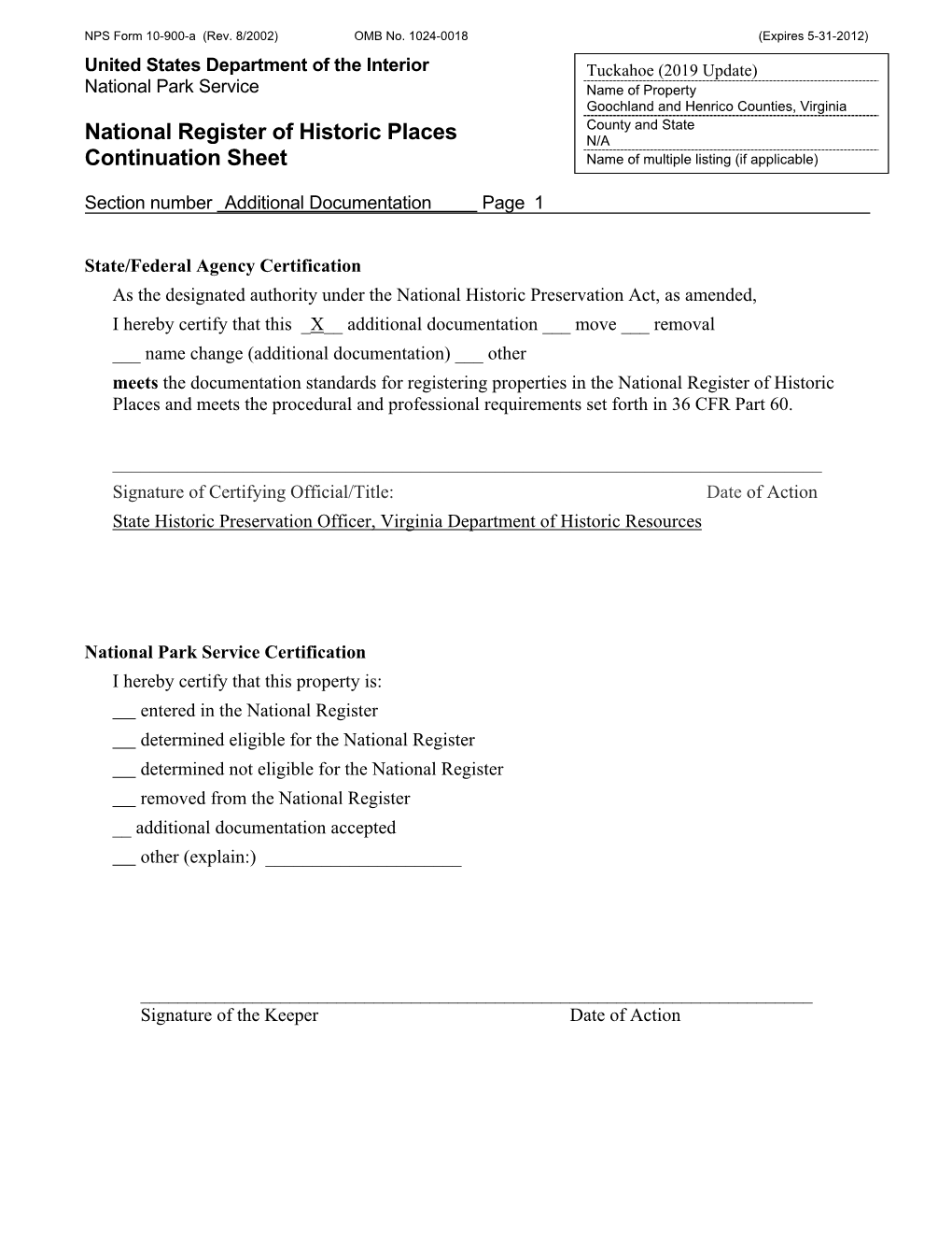 National Register of Historic Places Continuation Sheet