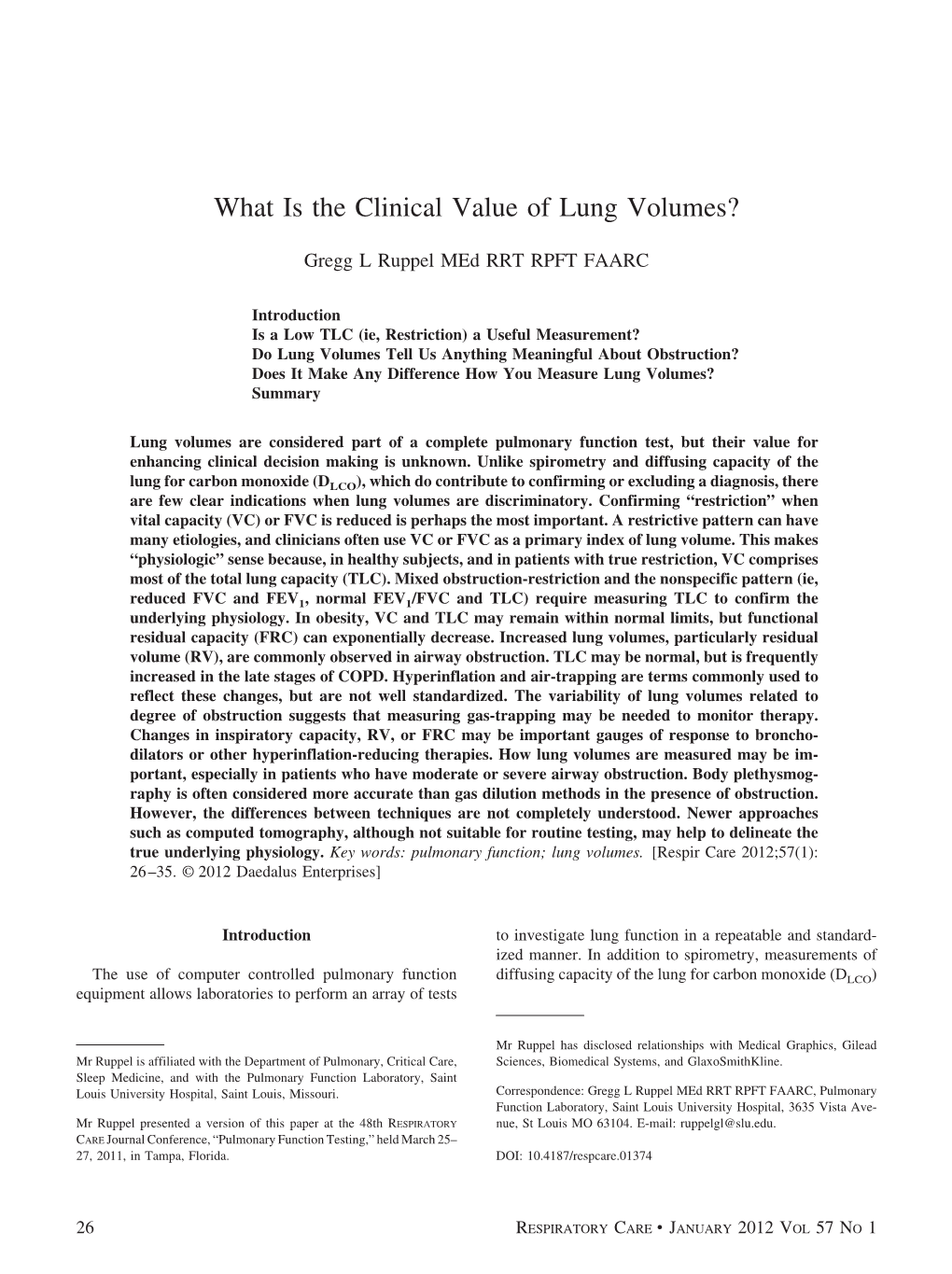 What Is the Clinical Value of Lung Volumes?