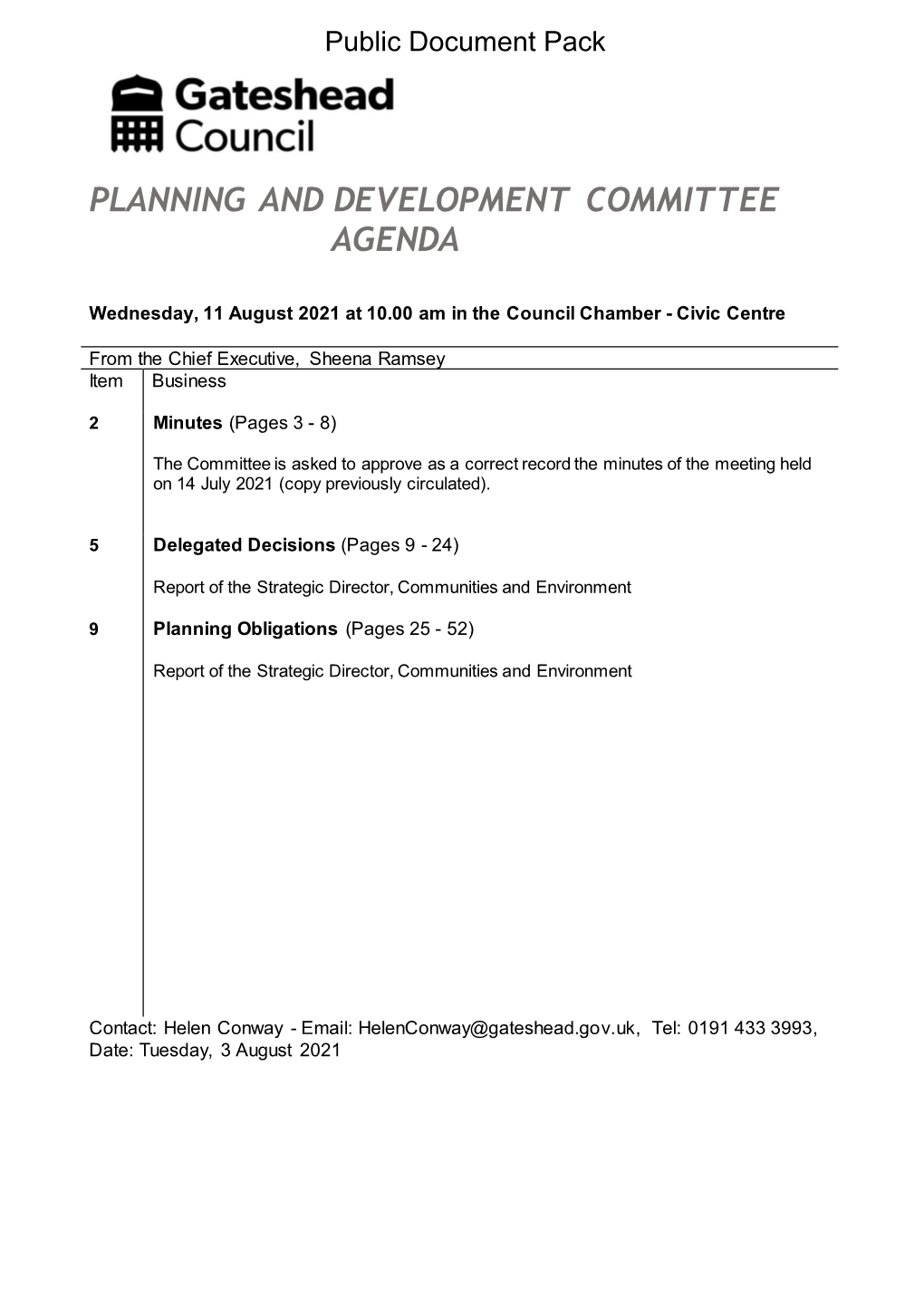 (Public Pack)Supplementary Agenda Agenda Supplement for Planning and Development Committee, 11/08/2021 10:00