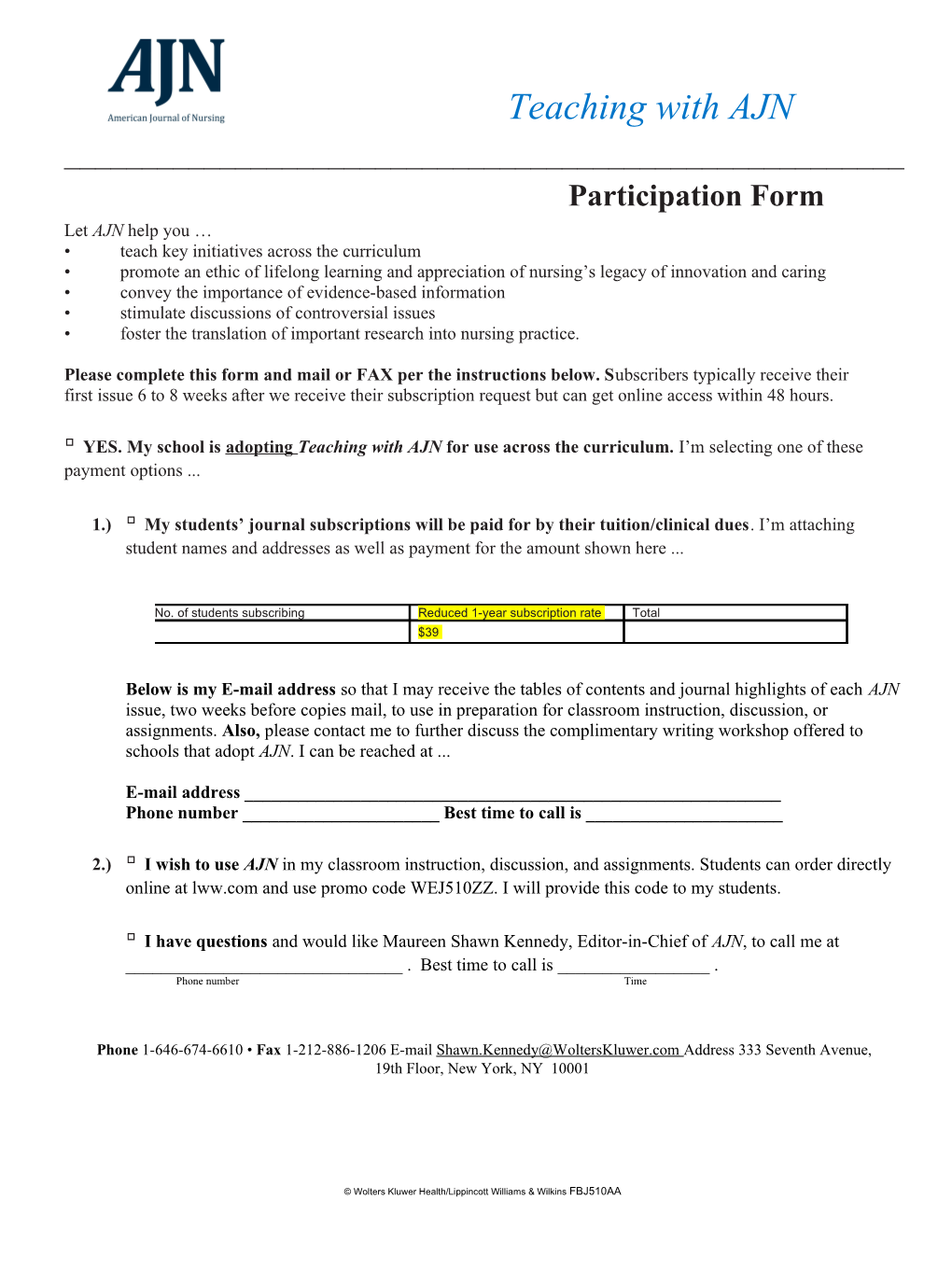 Participation Form