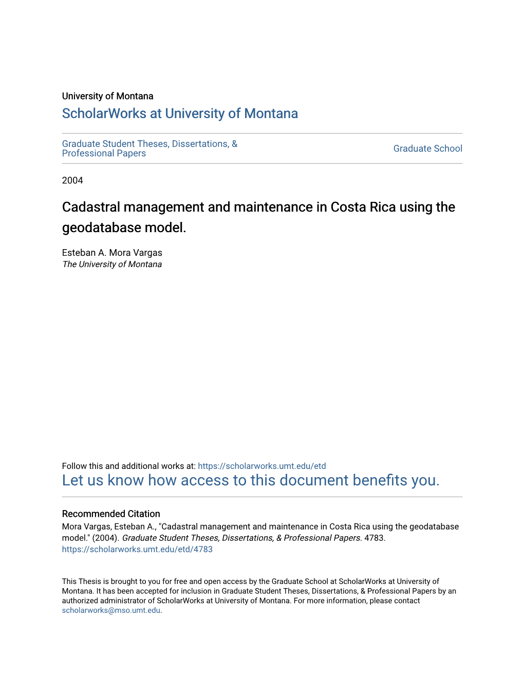 Cadastral Management and Maintenance in Costa Rica Using the Geodatabase Model