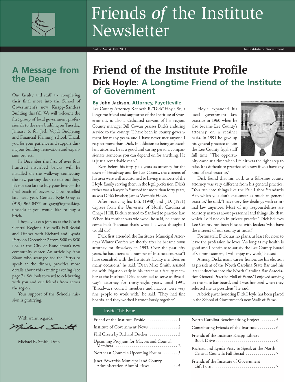 Friends of the Institute Newsletter